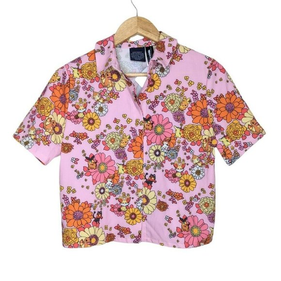 Blackmilk Tops - Blackmilk Pokemon Fire type crop button shirt